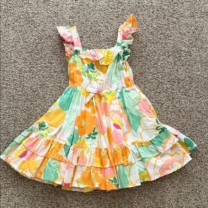 Janie and Jack Floral Ruffle Dress in Yellow, Pink, Green